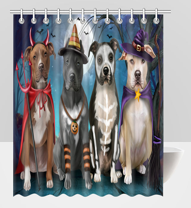 Halloween Trick or Teat Pit Bull Dogs Shower Curtain