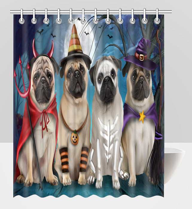 Halloween Trick or Teat Pug Dogs Shower Curtain