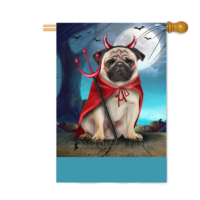 Personalized Happy Halloween Trick or Treat Pug Dog Devil Custom House Flag FLG64161