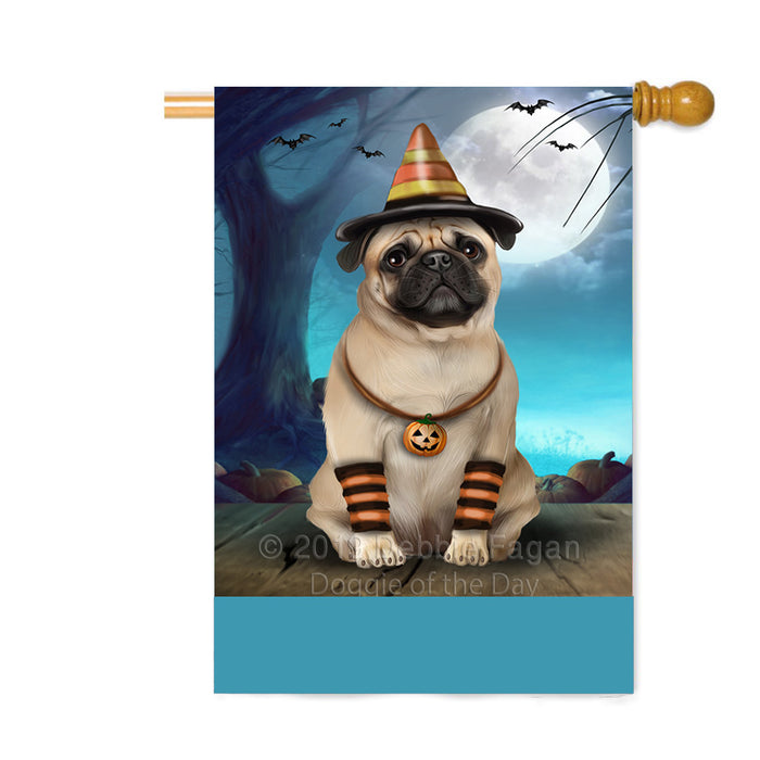 Personalized Happy Halloween Trick or Treat Pug Dog Candy Corn Custom House Flag FLG64106