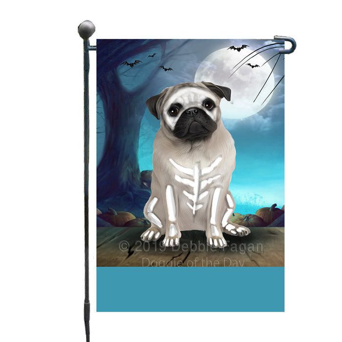 Personalized Happy Halloween Trick or Treat Pug Dog Skeleton Custom Garden Flag GFLG64525