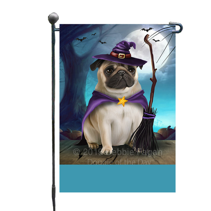 Personalized Happy Halloween Trick or Treat Pug Dog Witch Custom Garden Flag GFLG64580