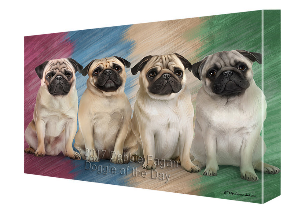 4 Pugs Dog Canvas Wall Art CVSA50115