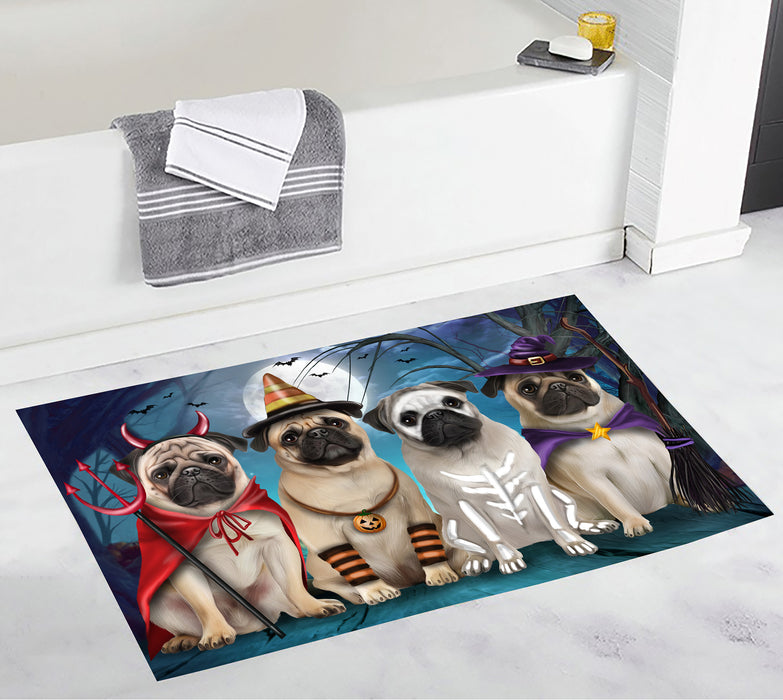 Halloween Trick or Teat Pug Dogs Bath Mat