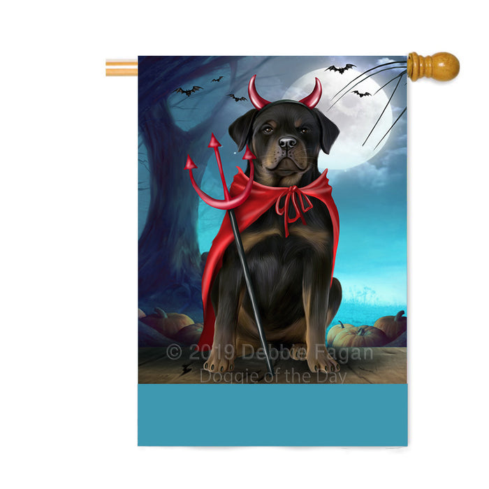 Personalized Happy Halloween Trick or Treat Rottweiler Dog Devil Custom House Flag FLG64162