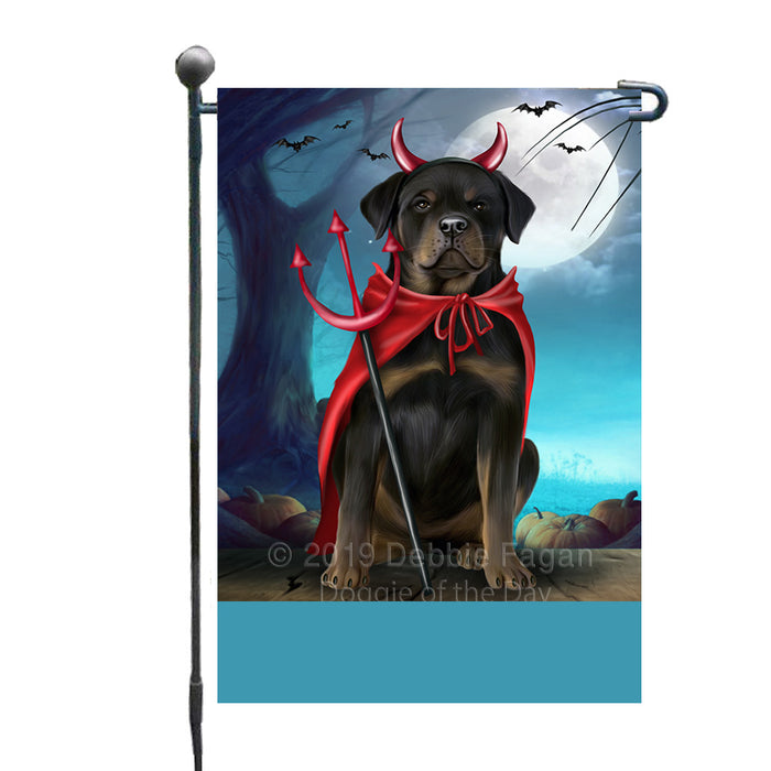 Personalized Happy Halloween Trick or Treat Rottweiler Dog Devil Custom Garden Flag GFLG64471