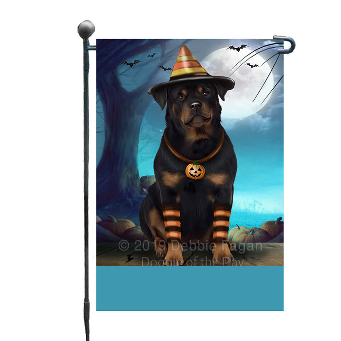 Personalized Happy Halloween Trick or Treat Rottweiler Dog Candy Corn Custom Garden Flag GFLG64416