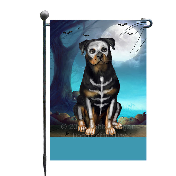 Personalized Happy Halloween Trick or Treat Rottweiler Dog Skeleton Custom Garden Flag GFLG64526