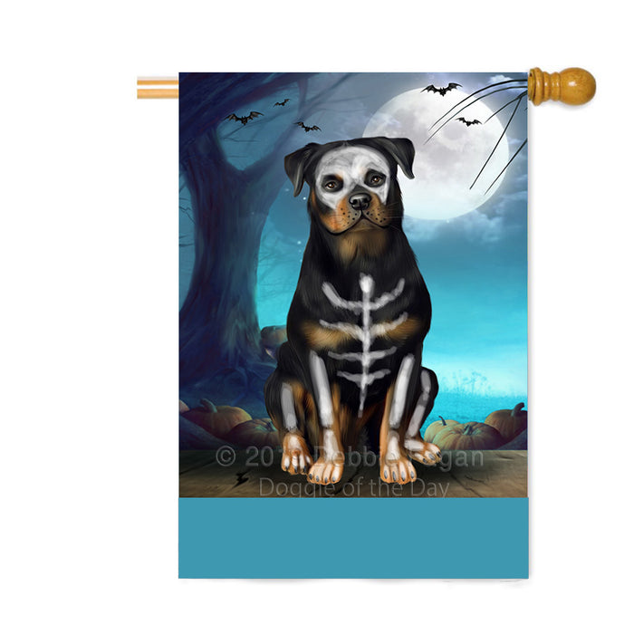 Personalized Happy Halloween Trick or Treat Rottweiler Dog Skeleton Custom House Flag FLG64217