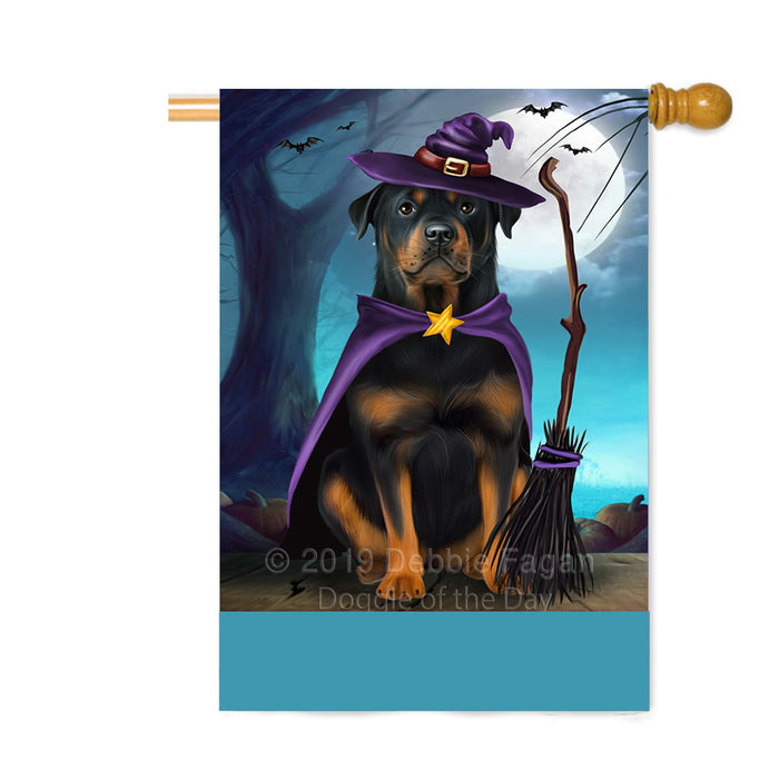 Personalized Happy Halloween Trick or Treat Rottweiler Dog Witch Custom House Flag FLG64272