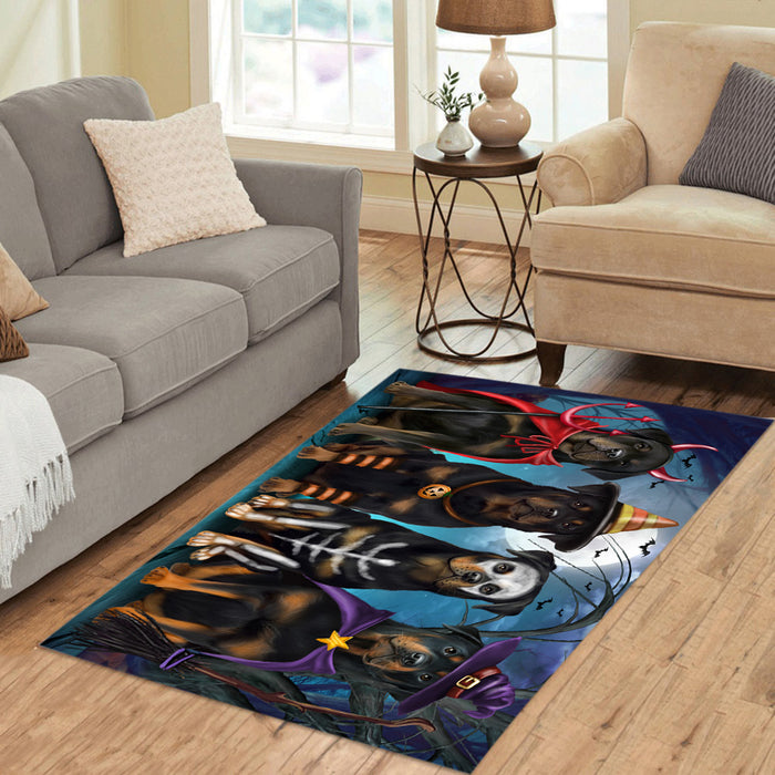 Halloween Trick or Teat Rottweiler Dogs Area Rug