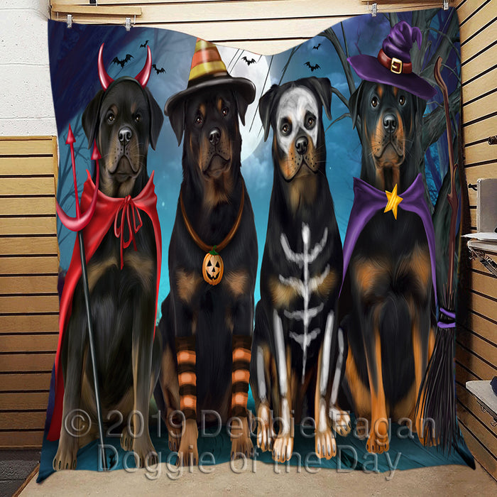 Halloween Trick or Teat Rottweiler Dogs Quilt