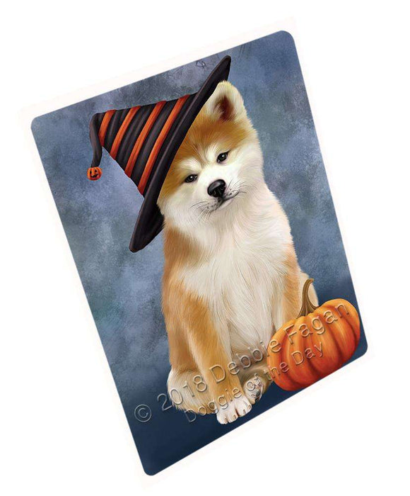 Happy Halloween Akita Dog Wearing Witch Hat with Pumpkin Cutting Board C68955