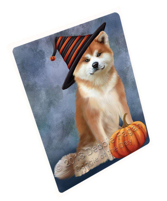 Happy Halloween Akita Dog Wearing Witch Hat with Pumpkin Large Refrigerator / Dishwasher Magnet RMAG89898