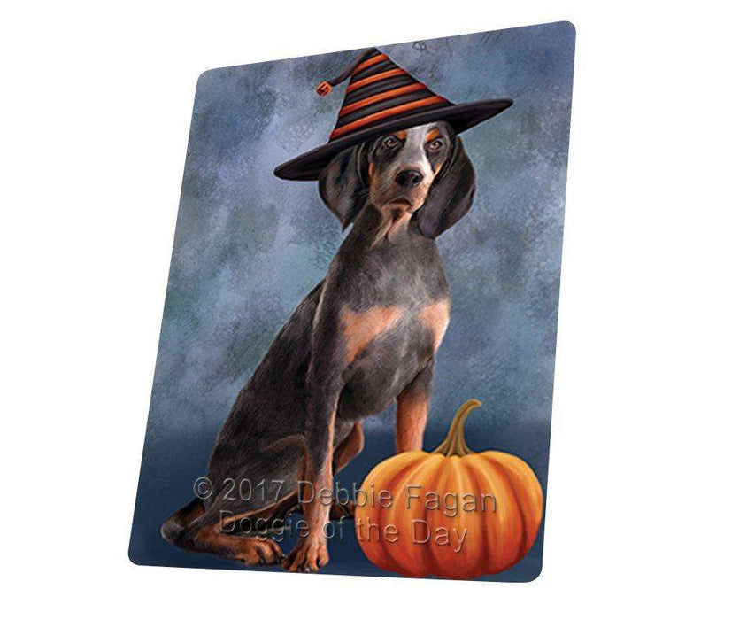 Happy Halloween American English Coonhound Dog Wearing Witch Hat with Pumpkin Art Portrait Print Woven Throw Sherpa Plush Fleece Blanket
