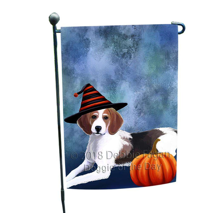 Happy Halloween American Foxhound Dog Wearing Witch Hat with Pumpkin Garden Flag GFLG55048