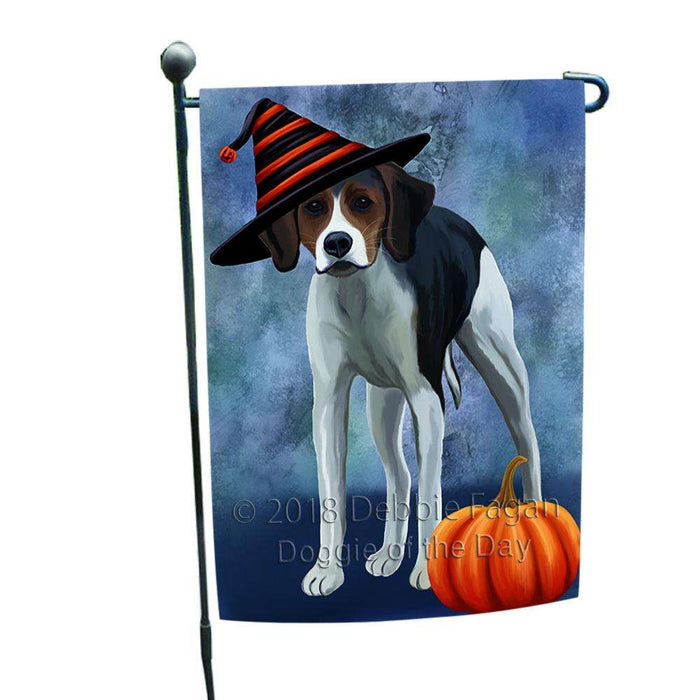 Happy Halloween American Foxhound Dog Wearing Witch Hat with Pumpkin Garden Flag GFLG55049