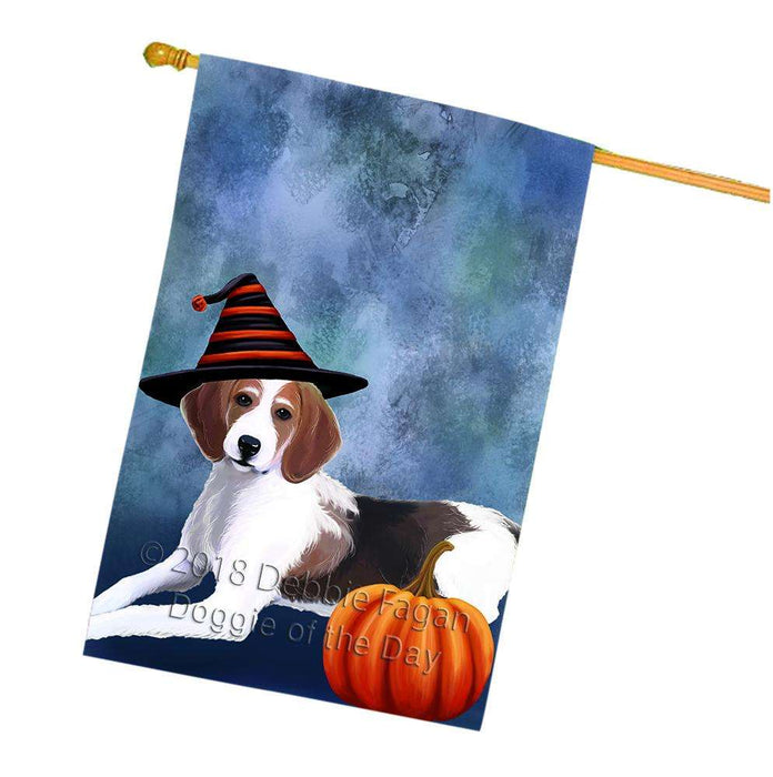 Happy Halloween American Foxhound Dog Wearing Witch Hat with Pumpkin House Flag FLG55184