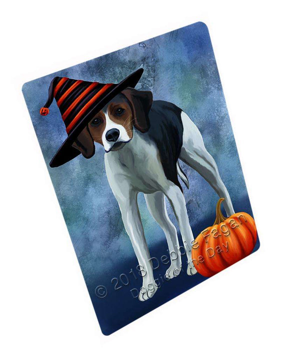 Happy Halloween American Foxhound Dog Wearing Witch Hat with Pumpkin Large Refrigerator / Dishwasher Magnet RMAG90804