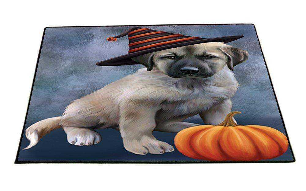 Happy Halloween Anatolian Shepherds Dog Wearing Witch Hat with Pumpkin Indoor/Outdoor Floormat