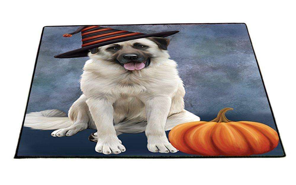 Happy Halloween Anatolian Shepherds Dog Wearing Witch Hat with Pumpkin Indoor/Outdoor Floormat