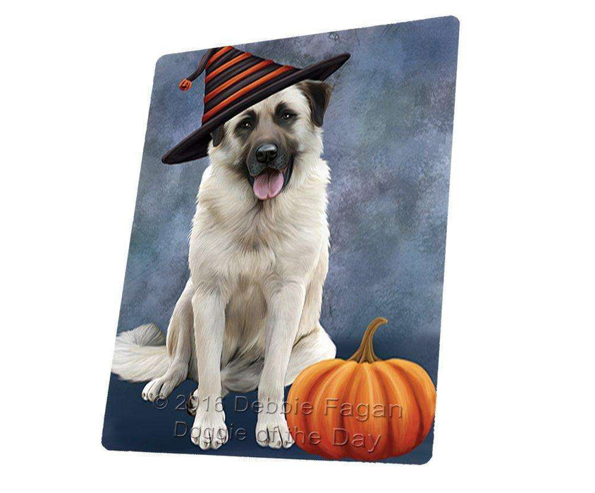 Happy Halloween Anatolian Shepherds Dog Wearing Witch Hat with Pumpkin Large Refrigerator / Dishwasher Magnet