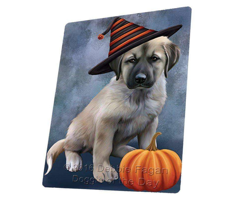 Happy Halloween Anatolian Shepherds Dog Wearing Witch Hat with Pumpkin Tempered Cutting Board