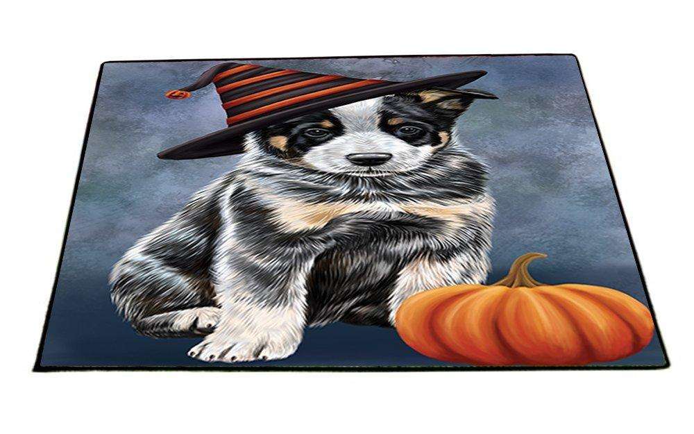 Happy Halloween Australian Cattle Dog Wearing Witch Hat with Pumpkin Indoor/Outdoor Floormat