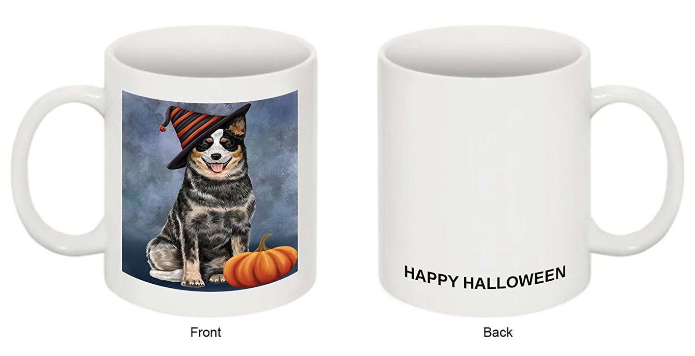 Happy Halloween Australian Cattle Dog Wearing Witch Hat with Pumpkin Mug