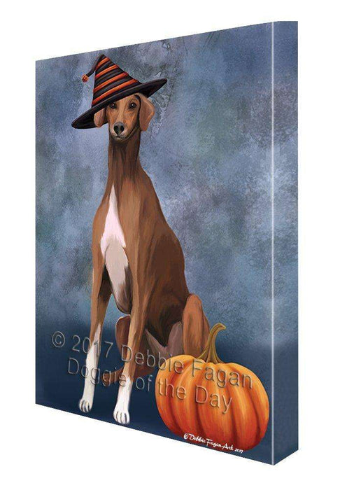 Happy Halloween Azawakh Dog Wearing Witch Hat with Pumpkin Canvas Wall Art