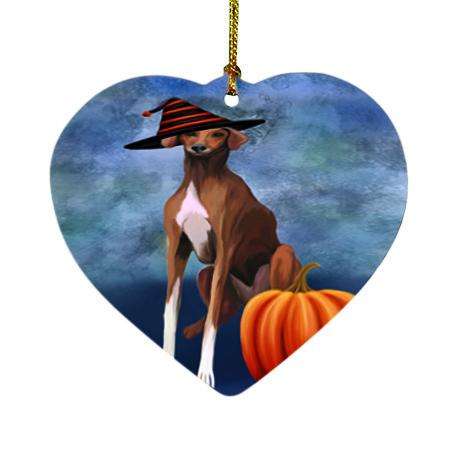 Happy Halloween Azawakh Dog Wearing Witch Hat with Pumpkin Heart Christmas Ornament HPOR54989