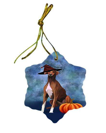 Happy Halloween Azawakh Dog Wearing Witch Hat with Pumpkin Star Porcelain Ornament SPOR54980