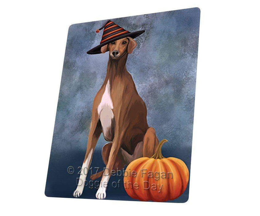 Happy Halloween Azawakh Dog Wearing Witch Hat with Pumpkin Tempered Cutting Board