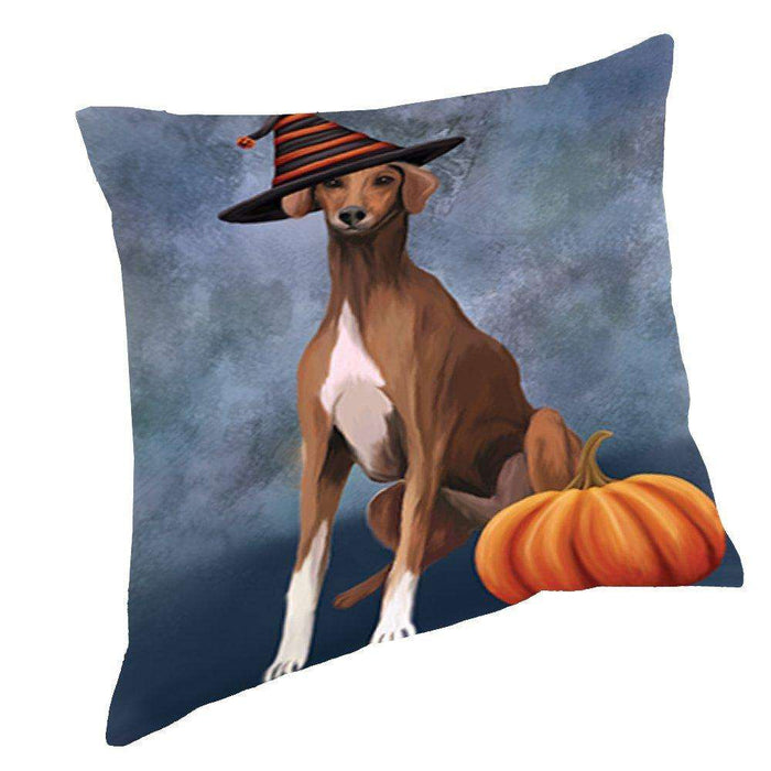 Happy Halloween Azawakh Dog Wearing Witch Hat with Pumpkin Throw Pillow