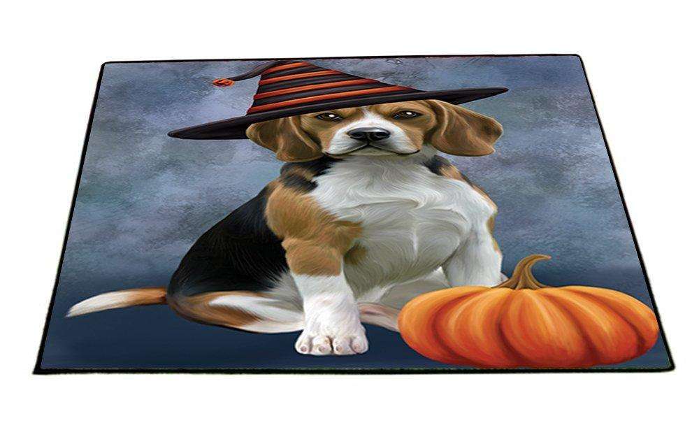 Happy Halloween Beagles Dog Wearing Witch Hat with Pumpkin Indoor/Outdoor Floormat