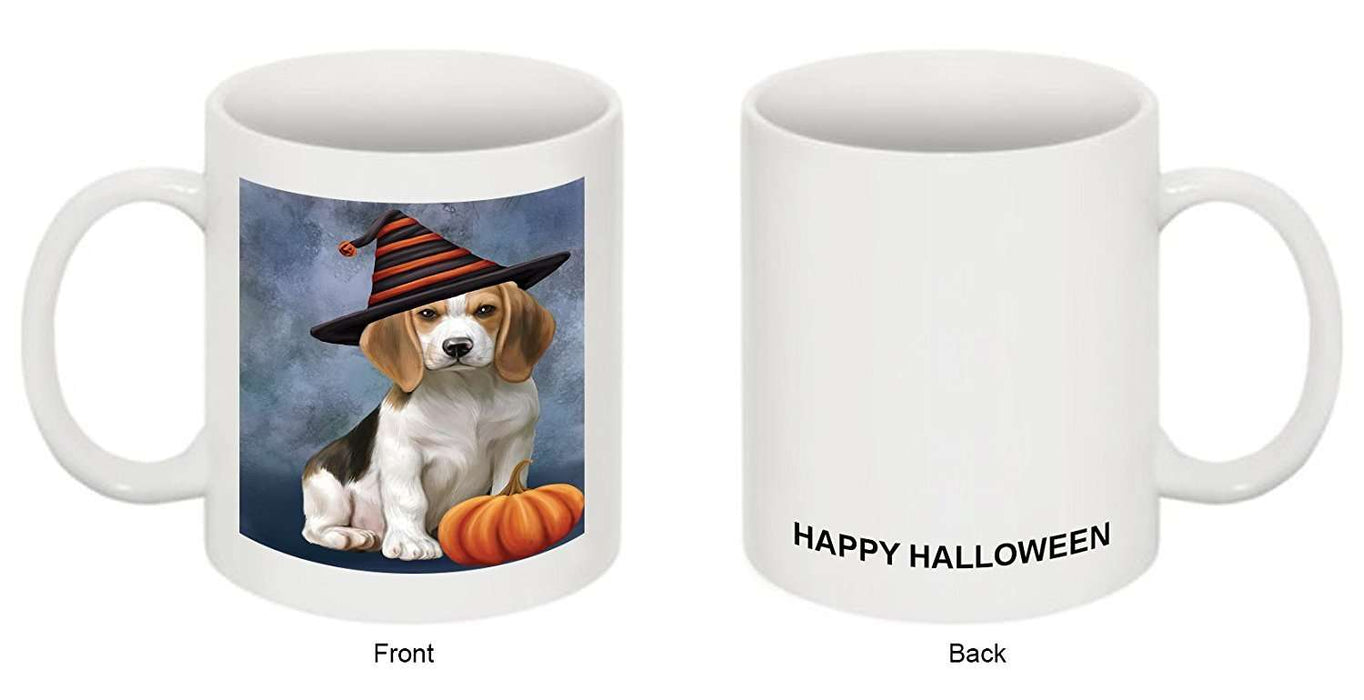 Happy Halloween Beagles Dog Wearing Witch Hat with Pumpkin Mug