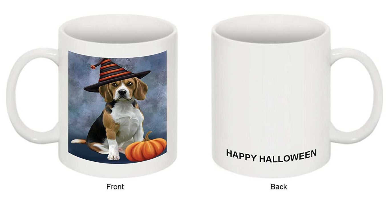 Happy Halloween Beagles Dog Wearing Witch Hat with Pumpkin Mug