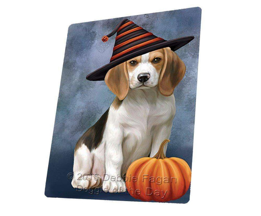 Happy Halloween Beagles Dog Wearing Witch Hat with Pumpkin Tempered Cutting Board