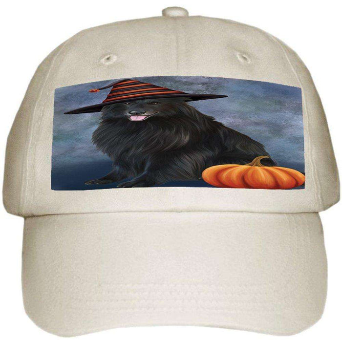 Happy Halloween Belgian Shepherds Dog Wearing Witch Hat with Pumpkin Ball Hat Cap