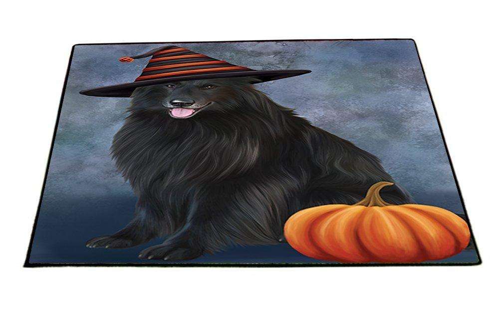 Happy Halloween Belgian Shepherds Dog Wearing Witch Hat with Pumpkin Indoor/Outdoor Floormat