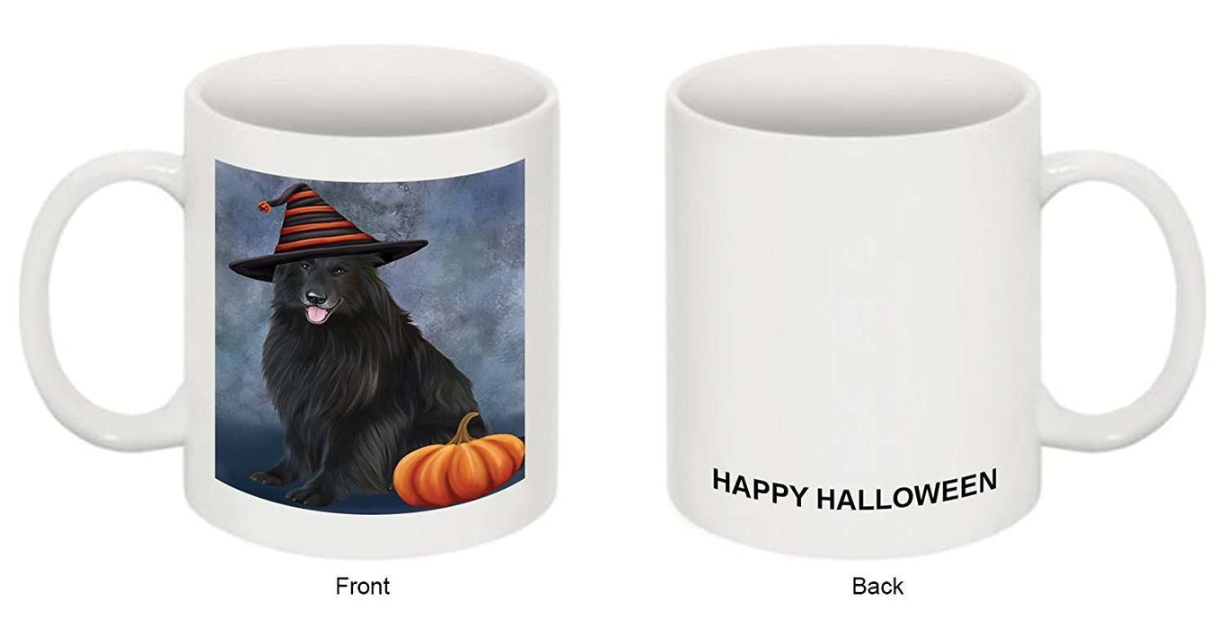 Happy Halloween Belgian Shepherds Dog Wearing Witch Hat with Pumpkin Mug