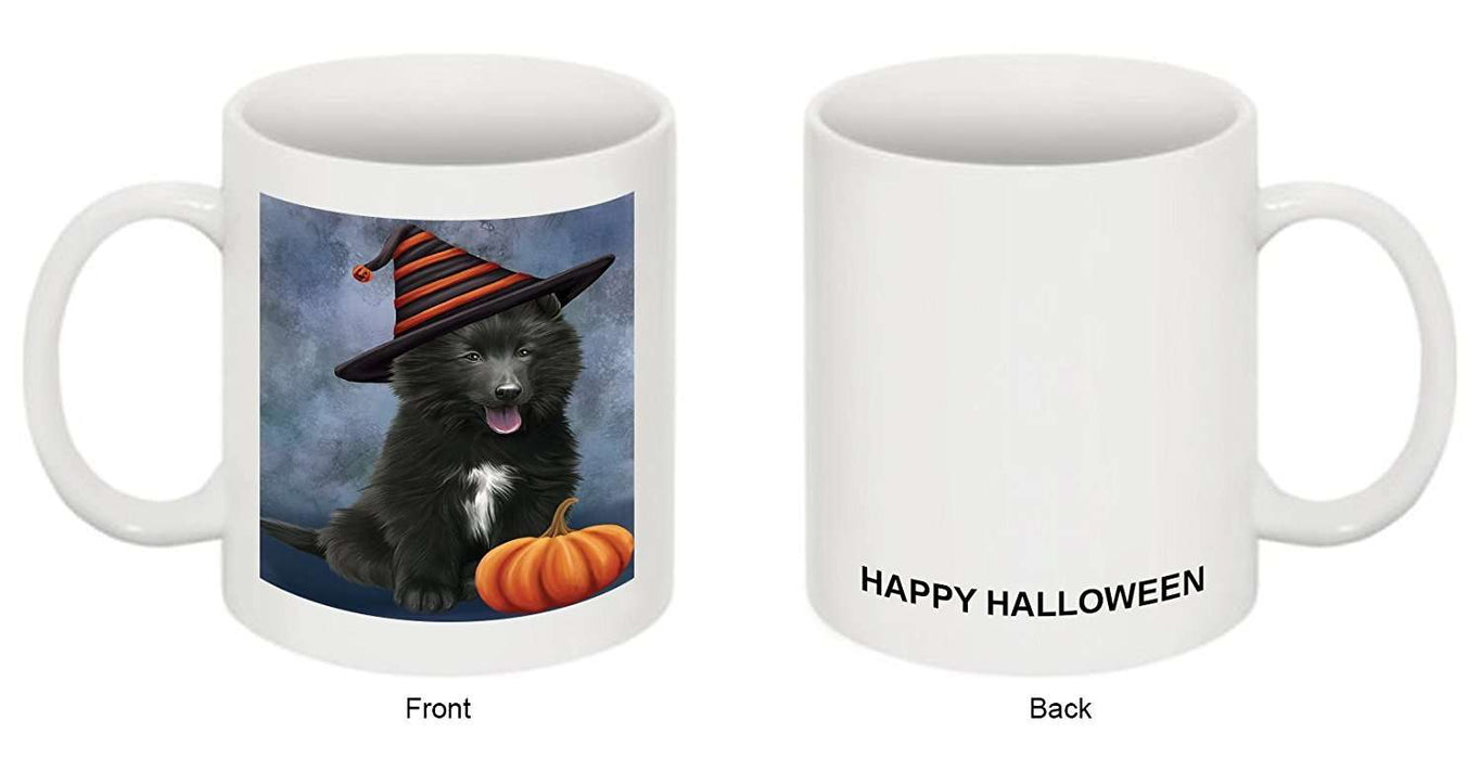 Happy Halloween Belgian Shepherds Dog Wearing Witch Hat with Pumpkin Mug