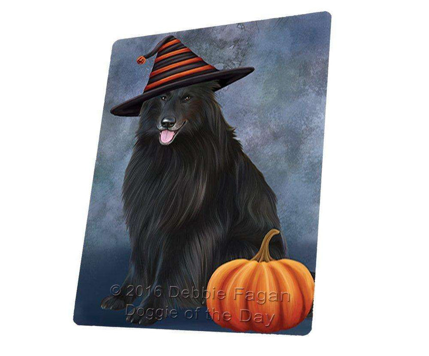 Happy Halloween Belgian Shepherds Dog Wearing Witch Hat with Pumpkin Large Refrigerator / Dishwasher Magnet