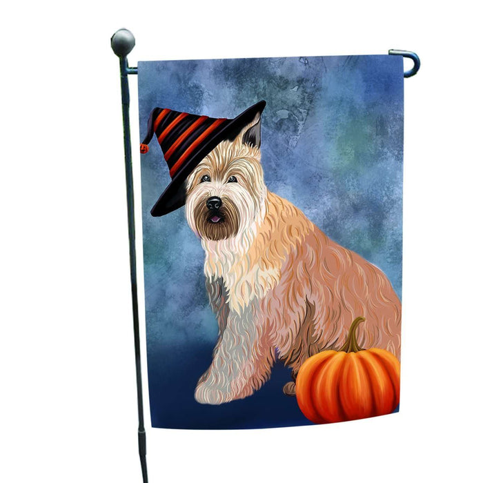 Happy Halloween Berger Picard Dog Wearing Witch Hat with Pumpkin Garden Flag