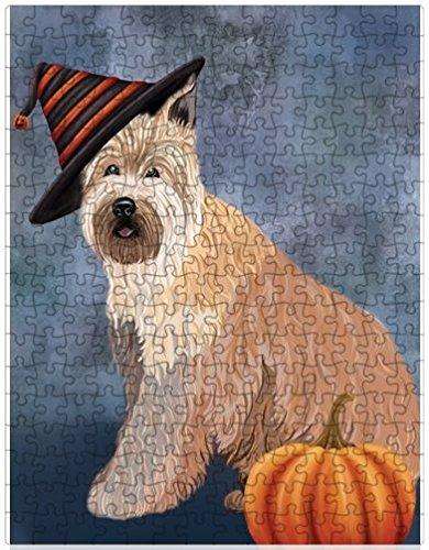 Happy Halloween Berger Picard Dog Wearing Witch Hat with Pumpkin Puzzle with Photo Tin (300 pc.)