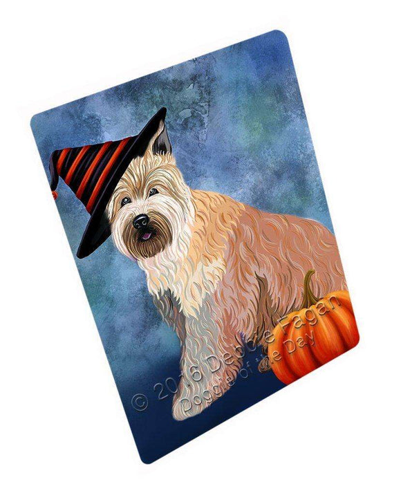 Happy Halloween Berger Picard Dog Wearing Witch Hat with Pumpkin Tempered Cutting Board