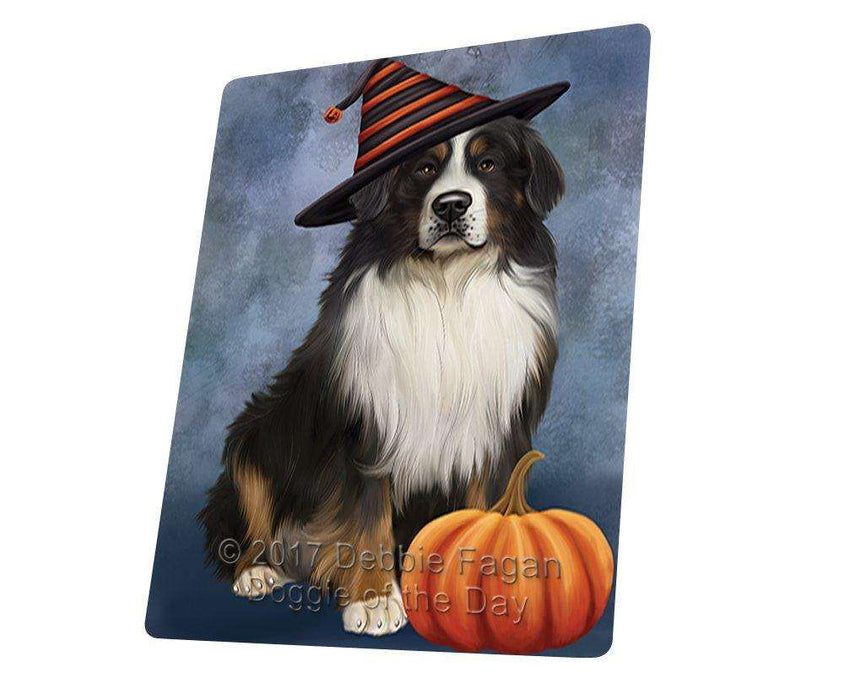 Happy Halloween Bernese Mountain Dog and Witch Hat with Pumpkin Tempered Cutting Board