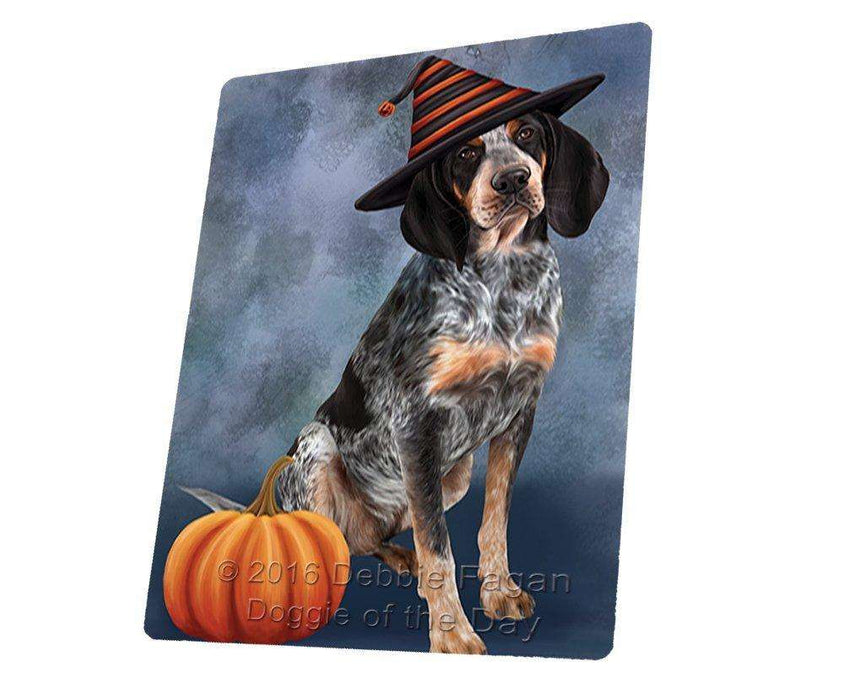 Happy Halloween Bluetick Coonhound Dog Wearing Witch Hat with Pumpkin Art Portrait Print Woven Throw Sherpa Plush Fleece Blanket