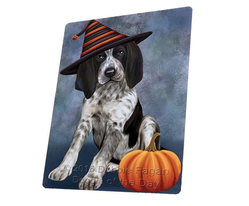 Happy Halloween Bluetick Coonhound Dog Wearing Witch Hat with Pumpkin Tempered Cutting Board