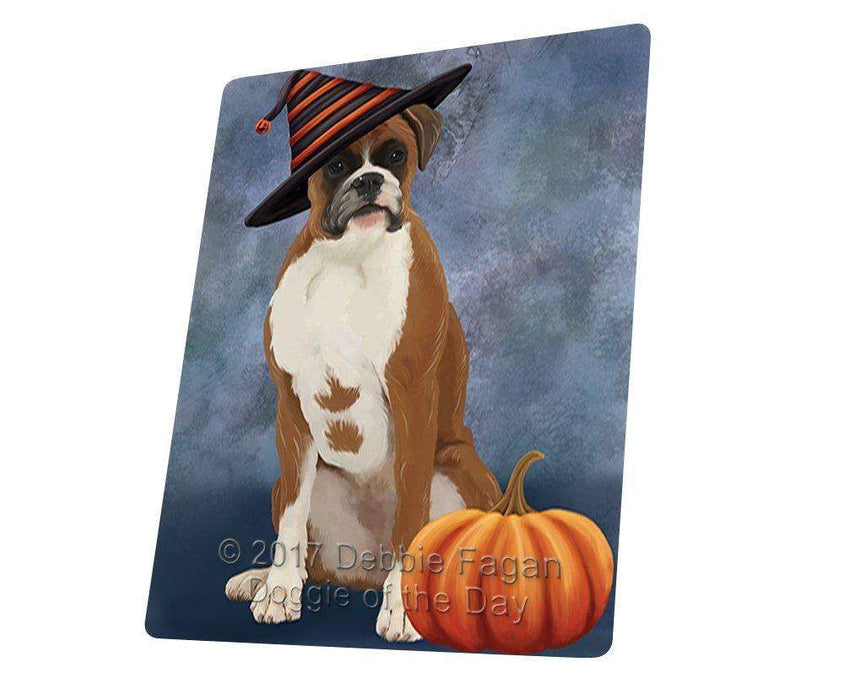 Happy Halloween Boxer Dog Wearing Witch Hat with Pumpkin Art Portrait Print Woven Throw Sherpa Plush Fleece Blanket D009
